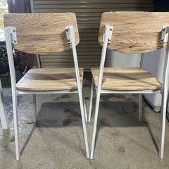 ダイニングセット　テーブル・チェア３点セット　アイリスプラザ　ホワイト／ナチュラル　ヴィンテージ風　カフェ風　北欧調の画像