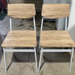 ダイニングセット　テーブル・チェア３点セット　アイリスプラザ　ホワイト／ナチュラル　ヴィンテージ風　カフェ風　北欧調の画像