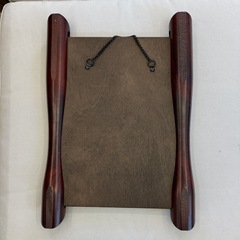 サ2511-114 壁掛け鏡 ルームミラー 木製 記念品 キズ汚れ有りの画像