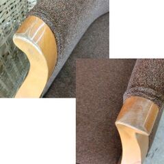 一人掛けチェア 幅63×奥行70×高さ76cm ファブリック×木 ブラウン ラウンジチェア 椅子 いす イス 札幌 西野店の画像