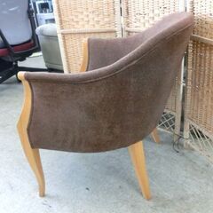 一人掛けチェア 幅63×奥行70×高さ76cm ファブリック×木 ブラウン ラウンジチェア 椅子 いす イス 札幌 西野店の画像