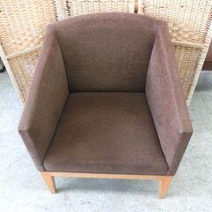 一人掛けソファ 幅69×奥行61×高さ83.5cm ファブリック×木 ブラウン ラウンジチェア 一人掛けチェア 椅子 いす イス札幌 西野店の画像