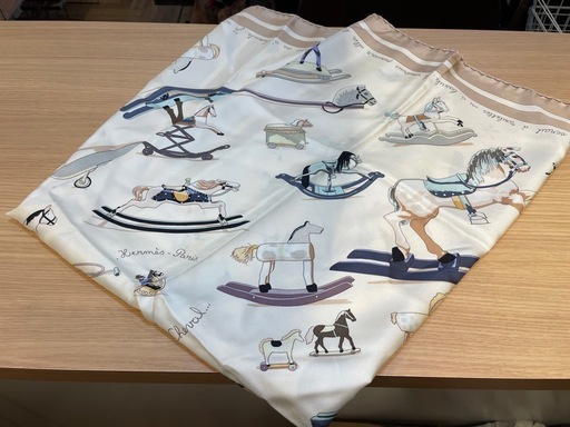 D7047【エルメス】 カレ90 お馬の話をして 大判 スカーフ