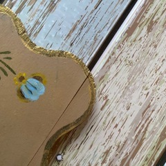 木製　置物　下敷き　花柄　トールペイント　マーガレット レトロ　プレート　アンティーク　コースター　プレート　リバーシブル　レトロ　雑貨　インテリアの画像