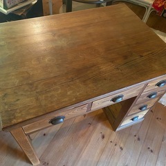 「レトロ事務机 片袖デスク W105 アンティーク 無垢材」の画像