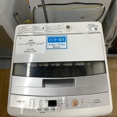 【トレファク　ラパーク岸和田店】全自動洗濯機　AQUA 4.5kg 2017年製　クリーニング済　の画像