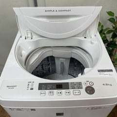 R417 ☀️ SHARP 洗濯機（洗濯4.5㎏) 19年製 ES-G4E6 ⭐ 動作確認済 ⭐ クリーニング済の画像