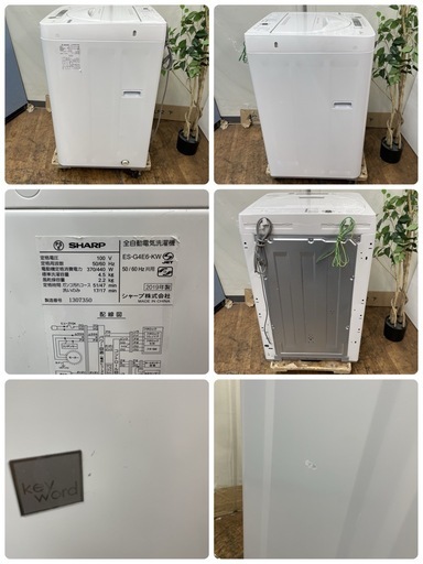 R417 ☀️ SHARP 洗濯機（洗濯4.5㎏) 19年製 ES-G4E6 ⭐ 動作確認済 ⭐ クリーニング済