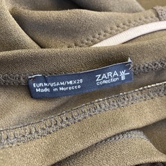 K2511-118 ZARA ロングワンピース ノースリーブ バックオープン オリーブ Mサイズ ほつれ汚れ有りの画像