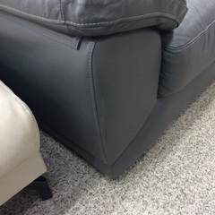 【ニトリの二人掛けソファ】2人掛けソファ　ラブソファ　ニトリ　NITORI　革製　背もたれ脱着可能：グレーの画像