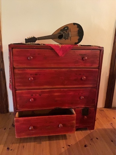 アンティーク 4段チェスト/タンス W85 古木材 ペイント家具 店舗什器にも