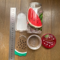 セット　小物入れ　フルーツ柄　スイカ　苺　ケース　ペン立て　キッズ　フードパッケージ　ゆめかわ　アメリカンポップ　ファンシー　アンティーク　雑貨　インテリアの画像