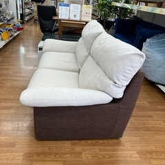 3人掛けソファー 使用感有り ファブリック 程度B ホワイト×ブラウン【取りに来れる方限定】の画像