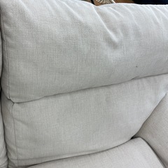 3人掛けソファー 使用感有り ファブリック 程度B ホワイト×ブラウン【取りに来れる方限定】の画像