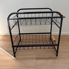 2段式スチール収納ラック 木製ハンドル付き
の画像