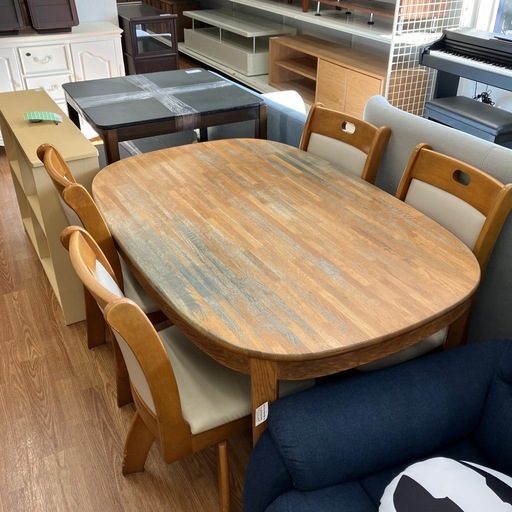 ダイニング5点セット 日進木工 キズヨゴレ有り ブラウン【取りに来れる方限定】