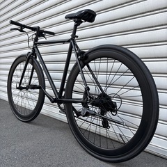 【8万で購入】クロスバイク 黒 700C 美品 高級シマノ社製変速付き ロード ピスト　マウンテン BMX ビーチクルーザー お洒落 自転車【早い者勝ち】の画像