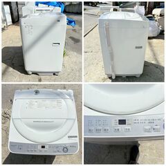 【美品】🧺SHARP 全自動洗濯機 ES-GE6B-W（6.0kg／2018年製） ✨簡易清掃・動作確認済み❗️の画像