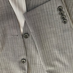 グレー ストライプ LLサイズメンズスーツセットアップの画像