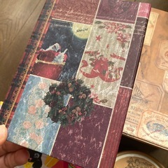 BOX 箱　化粧箱　ケース　小物入れ　サンタ　アンティーク　レトロ　当時物　古物　クラフトボックス　マグネット式　オブジェ　猫　雑貨　インテリア　紫陽花　ハンドメイドの画像