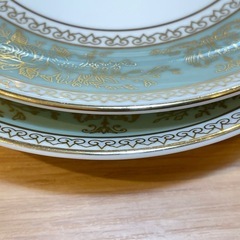 A7141【ウェッジウッド】 コロンビア セージグリーン ピオニー カップ ソーサー 2客の画像