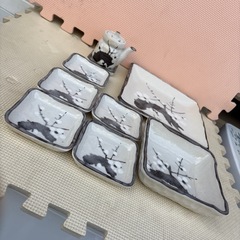 東京　鳳山堂　皿セット　　角大皿　角皿　角小皿5 醤油差し　の画像