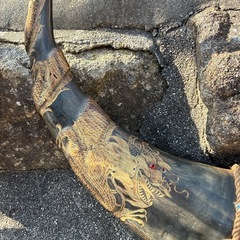 水牛の角 龍柄彫刻 民芸品 置物の画像