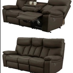 【大川家具】3P電動リクライニングソファ USB◎充電の画像