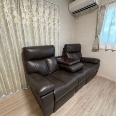 【大川家具】3P電動リクライニングソファ USB◎充電の画像