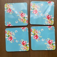 花柄　薔薇　ローズ　コースター　ナチュラル雑貨　コルク　小物　ゆめかわ　マット　北欧　水色　メルヘン　ロリポップ　キッチン小物の画像