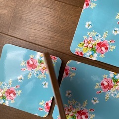 花柄　薔薇　ローズ　コースター　ナチュラル雑貨　コルク　小物　ゆめかわ　マット　北欧　水色　メルヘン　ロリポップ　キッチン小物の画像