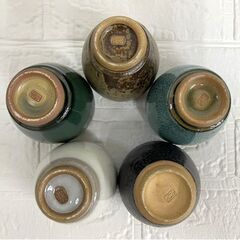 保管品 小樽窯 湯呑 5客セット 雪志野 綠玉織部 伊良保 均青 油滴 茶器 おたる焼き 小樽焼☆札幌市 白石店 の画像