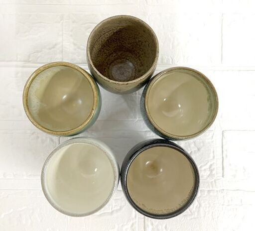 保管品 小樽窯 湯呑 5客セット 雪志野 綠玉織部 伊良保 均青 油滴 茶器 おたる焼き 小樽焼☆札幌市 白石店 