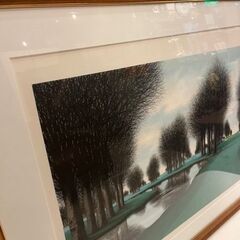 《商談中》【武蔵小山店】ジャック・デペルト　リトグラフ　大判　サインあり　エディションあり　木製フレーム　チーク　チーク材　アバディーン　ゴルフ　アートフォーラム　アートフォーラム株式会社 （Jacques DEPERTHES lithograph signed limited edition teak frame Aberdeen golf Art Forum Japan）の画像