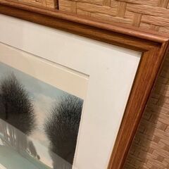 《商談中》【武蔵小山店】ジャック・デペルト　リトグラフ　大判　サインあり　エディションあり　木製フレーム　チーク　チーク材　アバディーン　ゴルフ　アートフォーラム　アートフォーラム株式会社 （Jacques DEPERTHES lithograph signed limited edition teak frame Aberdeen golf Art Forum Japan）の画像