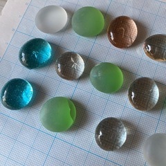 新品　セット　ガーデン雑貨　 ガラス石　カボション　敷石　パーツ　文曇りガラス　メダカ　水槽　トイレ　 オーバル　フラワーベース　金魚鉢の画像