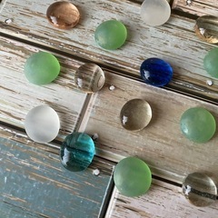 新品　セット　ガーデン雑貨　 ガラス石　カボション　敷石　パーツ　文曇りガラス　メダカ　水槽　トイレ　 オーバル　フラワーベース　金魚鉢の画像