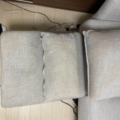 値下げ)ファブリックソファ 3人掛けソファ＋スツール(11/16まで)の画像