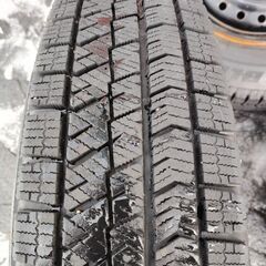 パッソ着用 スチールホイール +ブリヂストン スタッドレスタイヤ 8000円⭐155/80R13 13×4.50B ハブ52⭐41の画像