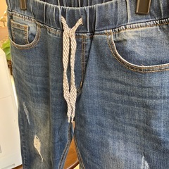 K2511-124 
JEANS TRADE MAKER ウエストゴム デニム パンツ カットオフ ダメージ汚れ有りの画像