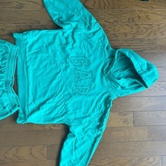 🉐古着　GAP グリーンのフード付きパーカー上下セット　Lの画像