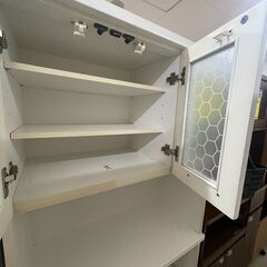 【ジャングルジャングル滋賀草津店】ジモティ来店特価‼ 食器棚 ホワイト J-251147の画像