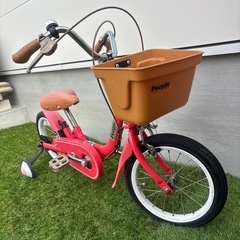 people 子供用自転車/14インチ レッド 補助輪付き自転車の画像