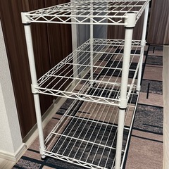 【美品】スチールシェルフ高さ0.6m3段・ホワイトの画像