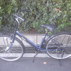 整備済み中古自転車　26インチ　税別￥9.980-　LEDオートライト　軽快車　V型　ブルー1108の画像