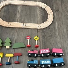 木製 汽車 レールセットの画像