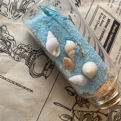 マリン　置物　海　貝殻　シェル　ドライフラワー　ガラスボトル　ミニチュア　ボトル　ディスプレイ　ディスプレー　ナチュラル雑貨　アンティーク　インテリアの画像