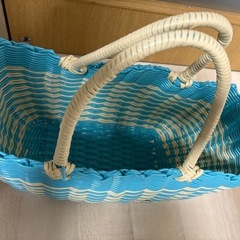 ディズニー　リロ＆スティッチ　編みかごバッグ　ブルーの画像