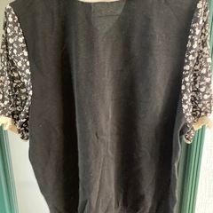 EL MIDAS（エルミダ） 半袖ポロブラウス 12号 黒・花柄の画像