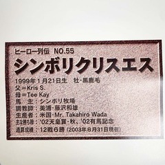 JRA ヒーロー列伝ポスター NO.55 シンボリクリスエス 第126回 天皇賞 秋 G1 漆黒の帝王 岡部幸雄 B3の画像